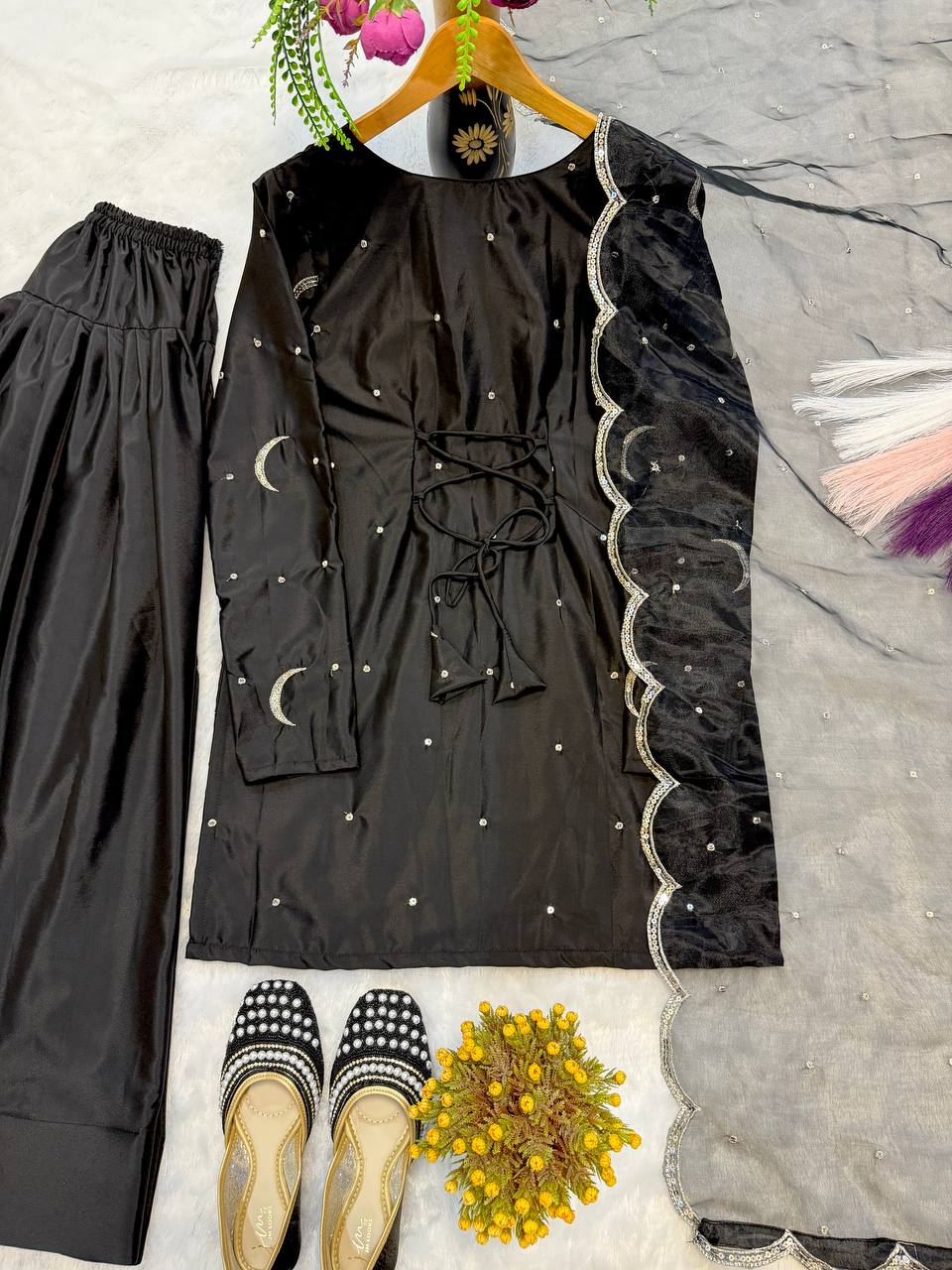 Urban Midnight Crescent Embroidered Suit
